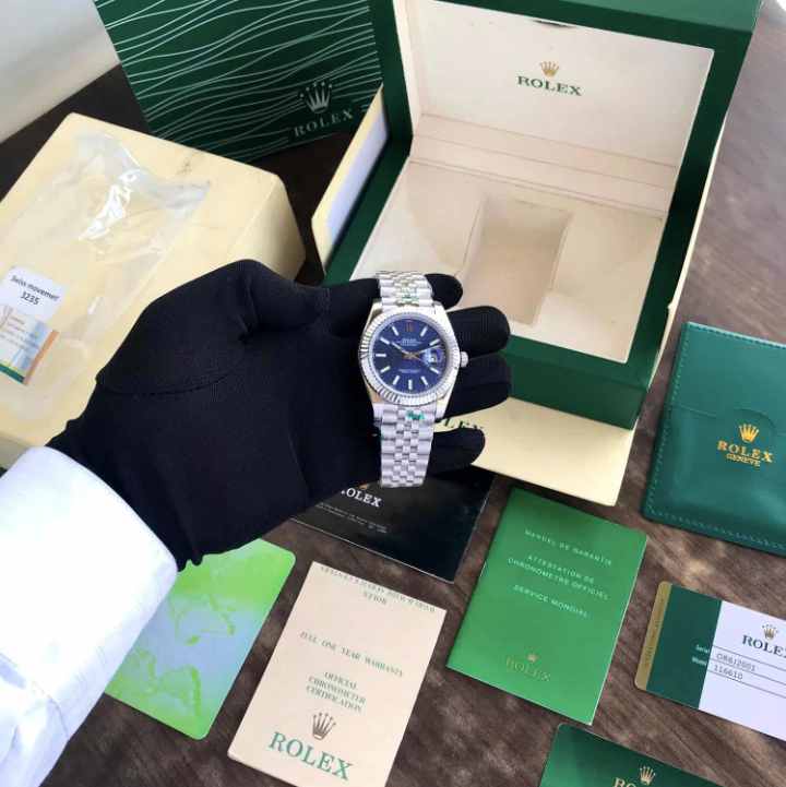 Rolex Datejust 41 Blue Motif Index Dial Steel Watch