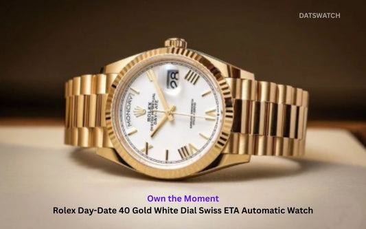 Own the Moment: Rolex Day-Date 40 Gold White Dial Swiss ETA Automatic Watch