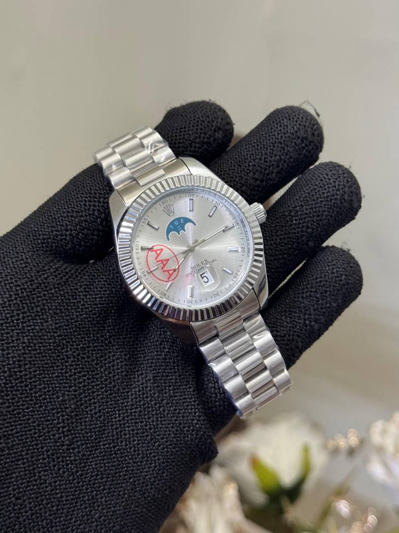 Rolex DayDate White Dial Silver Mens Watch