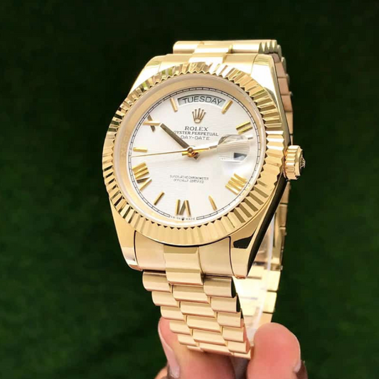 Rolex Day Date 41 Gold Tone White Dial Mens Watch