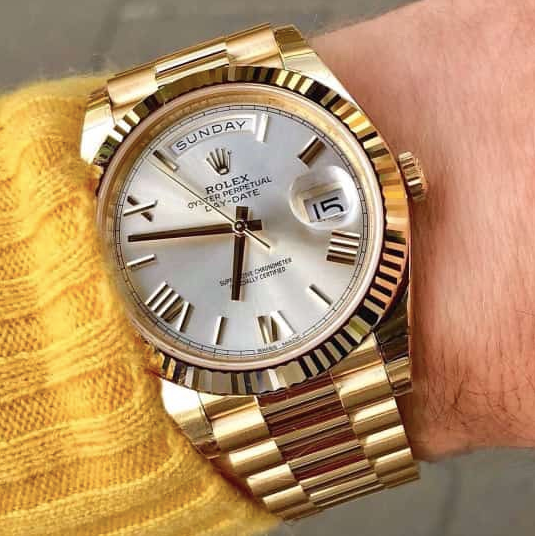 Rolex Day Date 41 Gold Tone White Dial Mens Watch