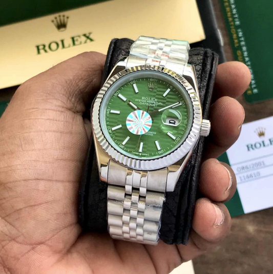 Rolex Datejust 41 Motif Green Dial Silver Mens Watch