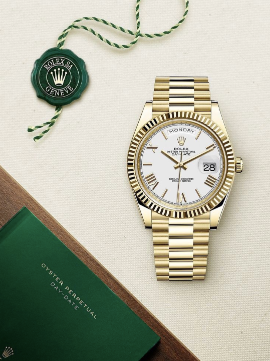 Rolex Day Date 40 Gold White Dial Swiss ETA Automatic Mens Watch