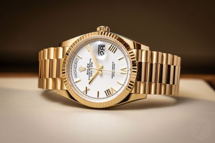 Rolex Day Date 40 Gold White Dial Swiss ETA Automatic Mens Watch